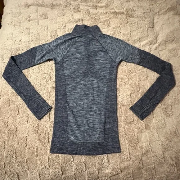 Lululemon Swiftly Wool 1/2 Zip Hoodie Heather Teal Merino Wool Long Sleeve Top 2 - Picture 5 of 9